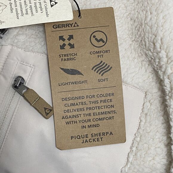 Gerry Sherpa Fleece Jacket Cream Full Zip Outdoor Lightweight Sz M - Picture 9 of 14